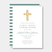 緑のストライプ人々が最初の聖餐式を横断 招待状