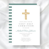 緑のストライプ人々が最初の聖餐式を横断 招待状