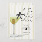 緑のストライプ小さなビット古いオリーブMartini誕生日 招待状 (正面/裏面)