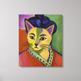 緑のストライプ猫 - フォーヴィズムのマティス風 キャンバスプリント