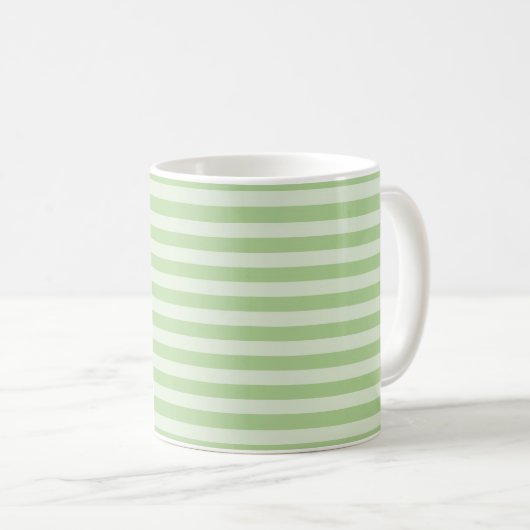 緑のストライプ コーヒーマグカップ (正面右)