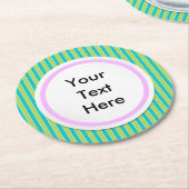緑のストライプ ラウンドペーパーコースター (アングル)