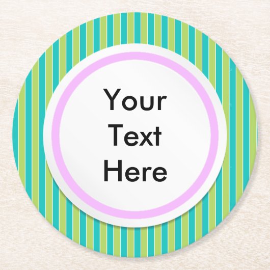 緑のストライプ ラウンドペーパーコースター (正面)