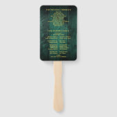 緑のストリングライツウ素朴ッド結婚式 プログラム ハンドファン (裏面)