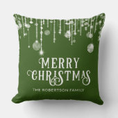 緑のストリングライトクリスマス クッション (正面)