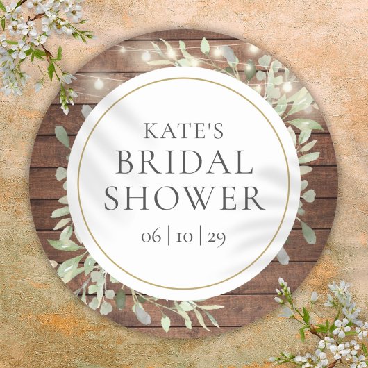 緑のストリ素朴ングライトブライダルシャワー ラウンドシール