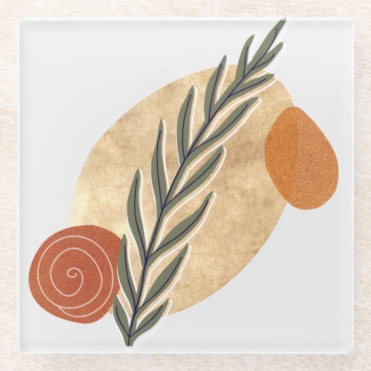 緑のストローボホ ガラスコースター (正面)