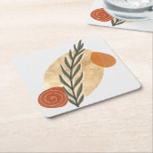 緑のストローボホ スクエアペーパーコースター (アングル)