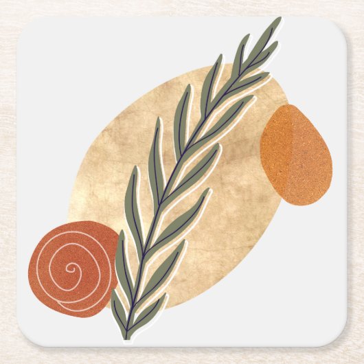 緑のストローボホ スクエアペーパーコースター (正面)