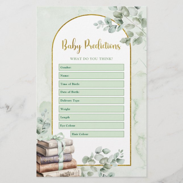 緑のストーリーブックベビー予測ゲーム (正面)