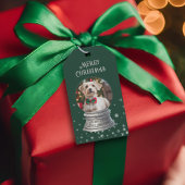 緑のスノーグローブスノーフレーク写真 ギフトタグ