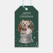 緑のスノーグローブスノーフレーク写真 ギフトタグ (正面)