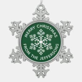 緑のスノーフレークのクリスマスオーナメント スノーフレークピューターオーナメント