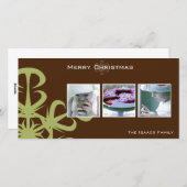 緑のスノーフレークのクリスマスフォト シーズンカード (正面/裏面)