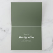 緑のスノーフレークのパターンのクリスマスフォト カード (内部)