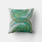 緑のスパイラル波の抽象芸術アートワーク クッション (裏面)