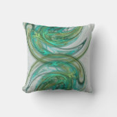 緑のスパイラル波の抽象芸術アートワーク クッション (正面)