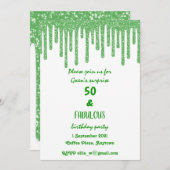 緑のスパークリーワックスドリップス50と素晴らしい誕生日 招待状 (正面/裏面)