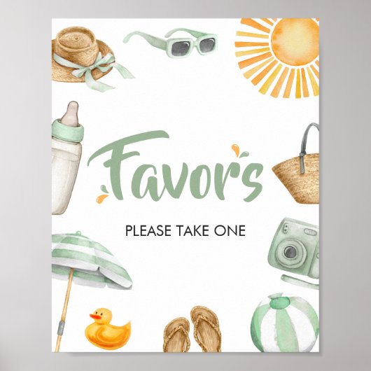 緑のスプラッシュ赤ちゃんシャワーの好意 ポスター (正面)