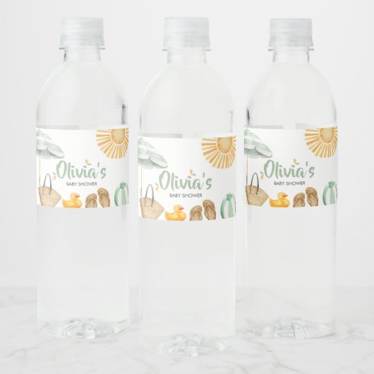 緑のスプラッシュ赤ちゃんシャワー ペットボトルラベル (ボトル)