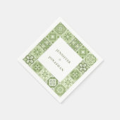 緑のスペインのタイルの招待 スタンダードカクテルナプキン (角)