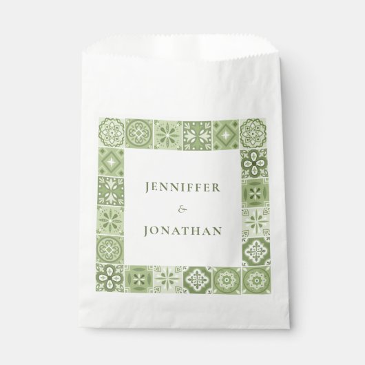 緑のスペインのタイルの招待 フェイバーバッグ (正面)
