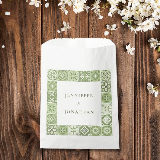 緑のスペインのタイルの招待 フェイバーバッグ