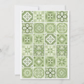 緑のスペインのタイルの招待 案内状 (裏面)