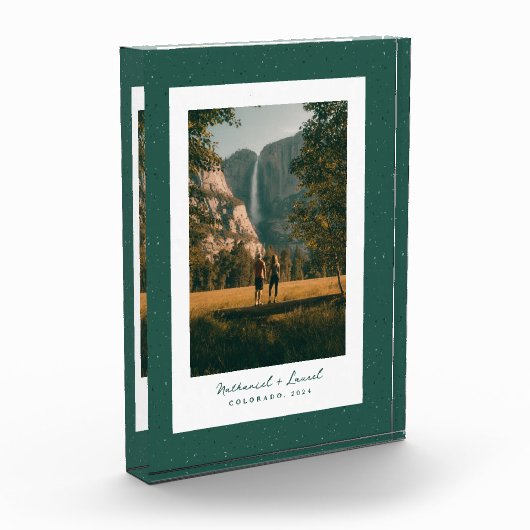緑のスペックルフレームシンプルアウトドア写真 フォトブロック (左)