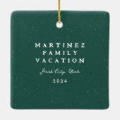 緑のスペックルフレームシンプルクリスマスフォト セラミックオーナメント (裏面)