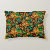 緑のスポットtと燃えた黄色の非常に素朴な岩 アクセントクッション (正面)