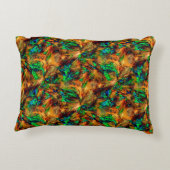 緑のスポットtと燃えた黄色の非常に素朴な岩 アクセントクッション (裏面)