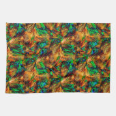 緑のスポットtと燃えた黄色の非常に素朴な岩 キッチンタオル (横)
