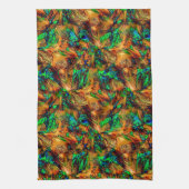 緑のスポットtと燃えた黄色の非常に素朴な岩 キッチンタオル (縦)