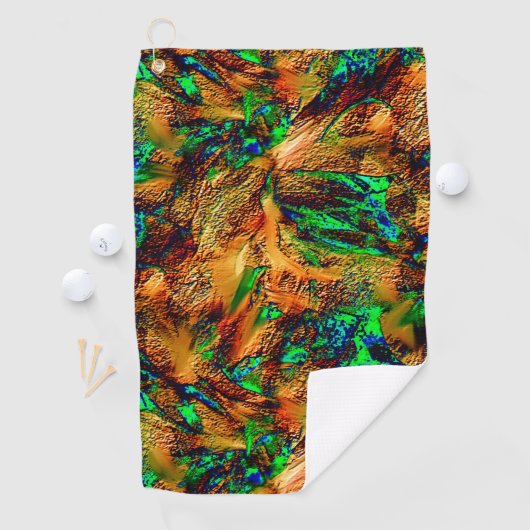 緑のスポットtと燃えた黄色の非常に素朴な岩 ゴルフタオル (インサイチュ)