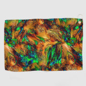 緑のスポットtと燃えた黄色の非常に素朴な岩 ゴルフタオル (横)