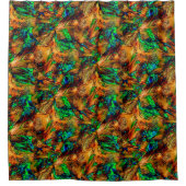 緑のスポットtと燃えた黄色の非常に素朴な岩 シャワーカーテン (正面)