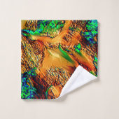 緑のスポットtと燃えた黄色の非常に素朴な岩 バスタオルセット (ウォッシュタオル)