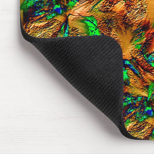 緑のスポットtと燃えた黄色の非常に素朴な岩 マウスパッド (コーナー)