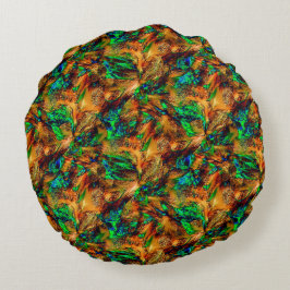 緑のスポットtと燃えた黄色の非常に素朴な岩 ラウンドクッション