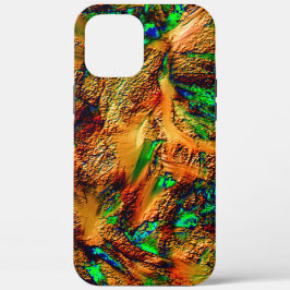 緑のスポットtと燃えた黄色の非常に素朴な岩 iPhone 12 pro max ケース