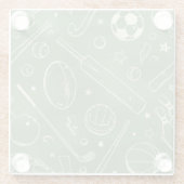 緑のスポーツパターン ガラスコースター (裏面)