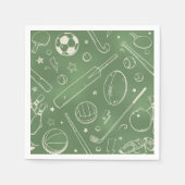 緑のスポーツパターン スタンダードカクテルナプキン (正面)