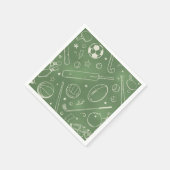 緑のスポーツパターン スタンダードカクテルナプキン (角)
