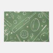 緑のスポーツパターン ドアマット (正面)