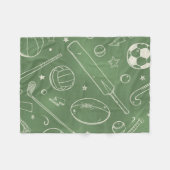 緑のスポーツパターン フリースブランケット (正面(横))