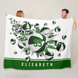 緑のスポーツルームのデコガールスカゴボールの星 フリースブランケット