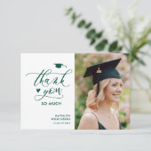 緑のスモダンクリプト写真ミニマル卒業 サンキューカード (スタンド正面)