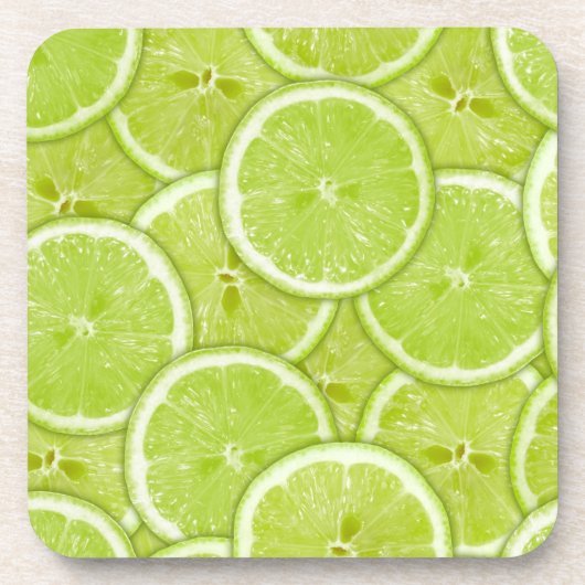 緑のスライスのパターンライム コースター (正面)