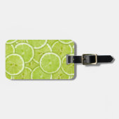 緑のスライスのパターンライム ラゲッジタグ (正面横)